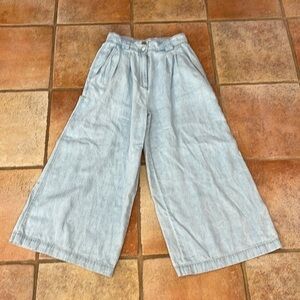 WRAP LONDON hemp & organic cotton wide leg chambray cropped pant size 2